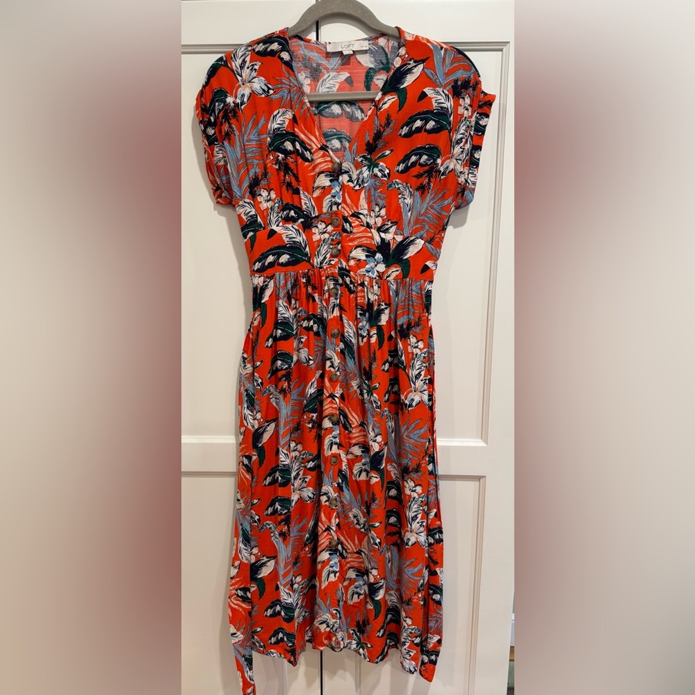 LOFT Floral Print Petite Dress